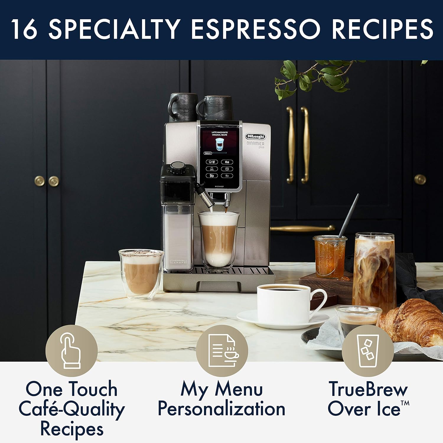 De'Longhi ECAM37095TI Dinamica Plus Fully Automatic Espresso Machine, Titanium