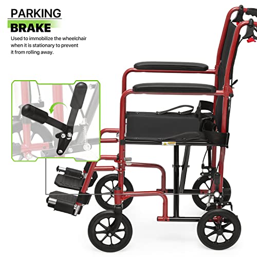 Magshion Wheelchairs for Adults with Swing-Away Footrest and Flip Back Backest Foldable Lightweight 16 inch Wide Seat Wheel Chair for Storage and Travel Use, 300 lbs