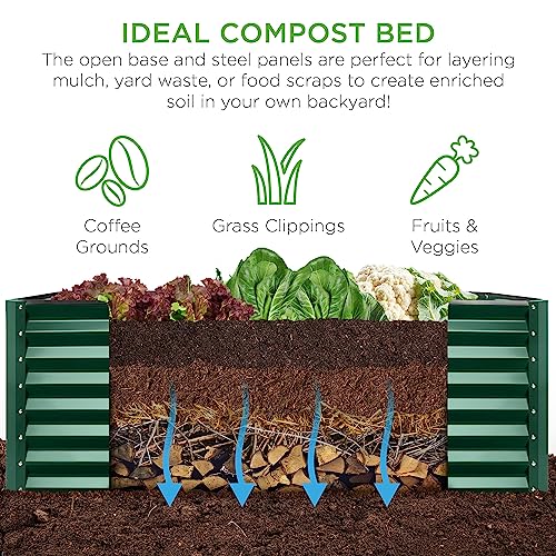 Best Choice Products 8x4x2ft Outdoor Metal Raised Garden Bed, Deep Root Planter Box for Vegetables, Flowers, Herbs, and Succulents w/ 478 Gallon Capacity - Gray