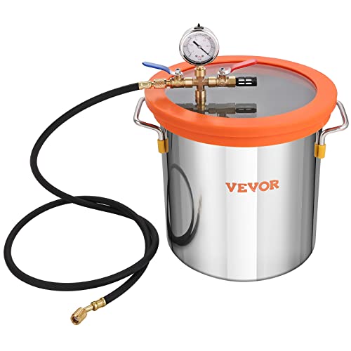 VEVOR Vacuum Pump 7 CFM 3/4HP Dual Stages Air Conditioning Vacuum Pump 2Stage with 5 Gallon Vacuum Chamber Ultimate Vacuum Manifold Gauge Set, Manifold Gauge and Hose for Air Conditioning Systems