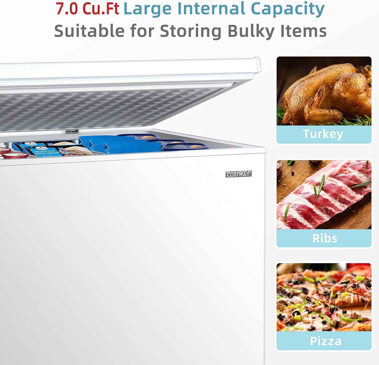COSTWAY Chest Freezer, 7.0 Cu.ft Upright Single Door Refrigerator with 4 Removable Baskets, Compact Freezer with Manual Defrosting & Mechanical Temperature Control for Apartments, Dormitories, RVs, Bars