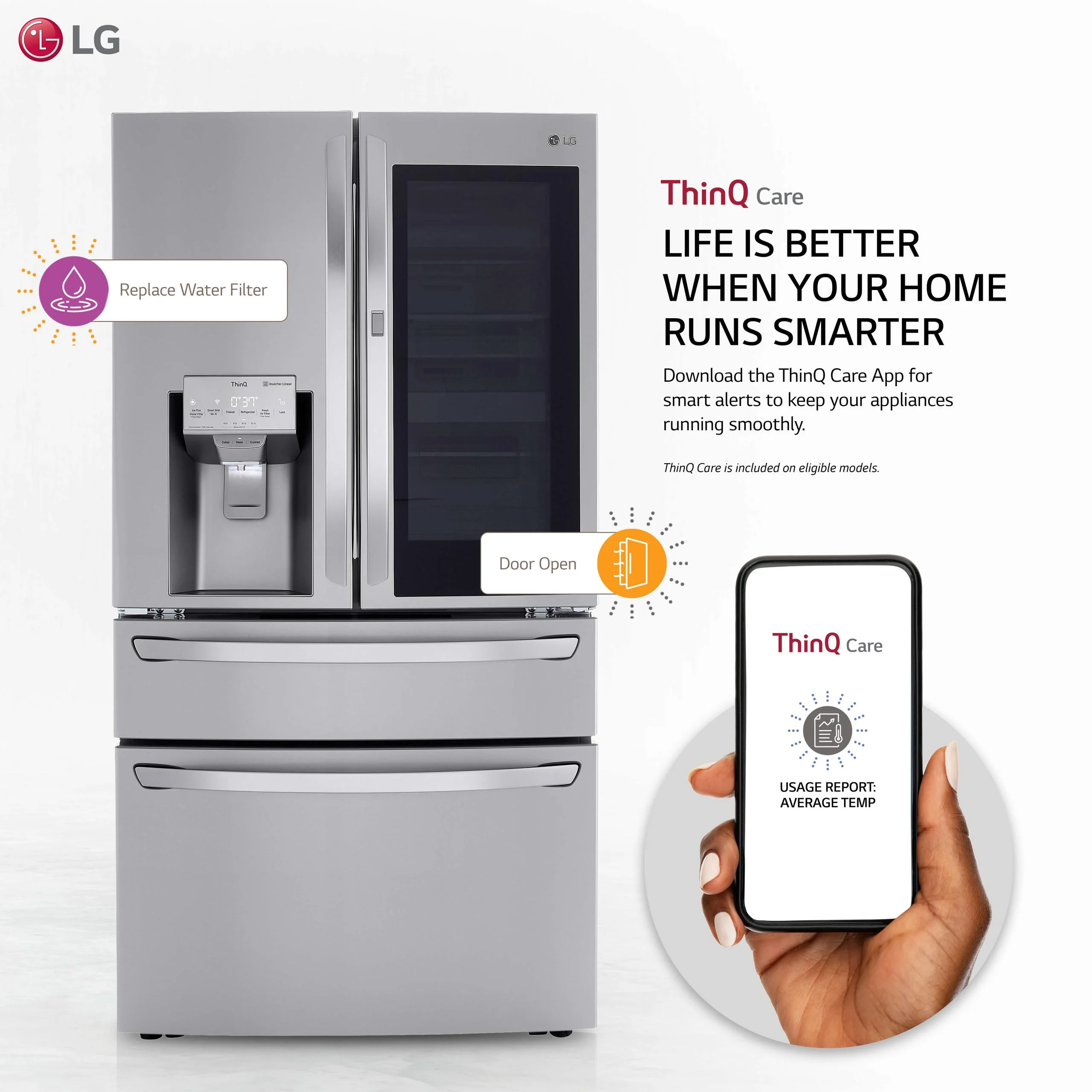 36 Inch Counter Depth Smart French Door Craft Ice™ Refrigerator with 22.5 Cu.