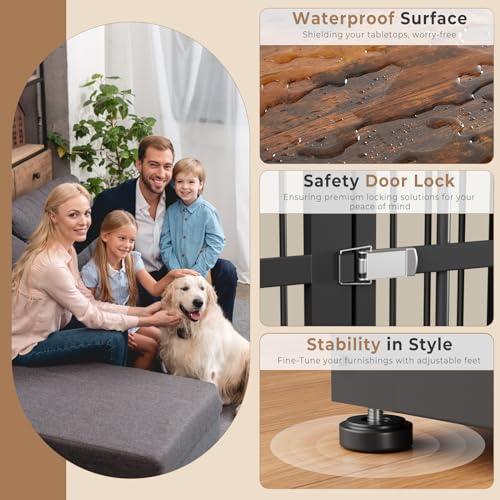 94.48'' Dog Crate Furniture Large Breed TV Stand with Double Rooms for 2 Dogs,Wooden Dog Kennel Dog Crate End Table with Removable Divider for Large Medium Dogs, Can Use Separately