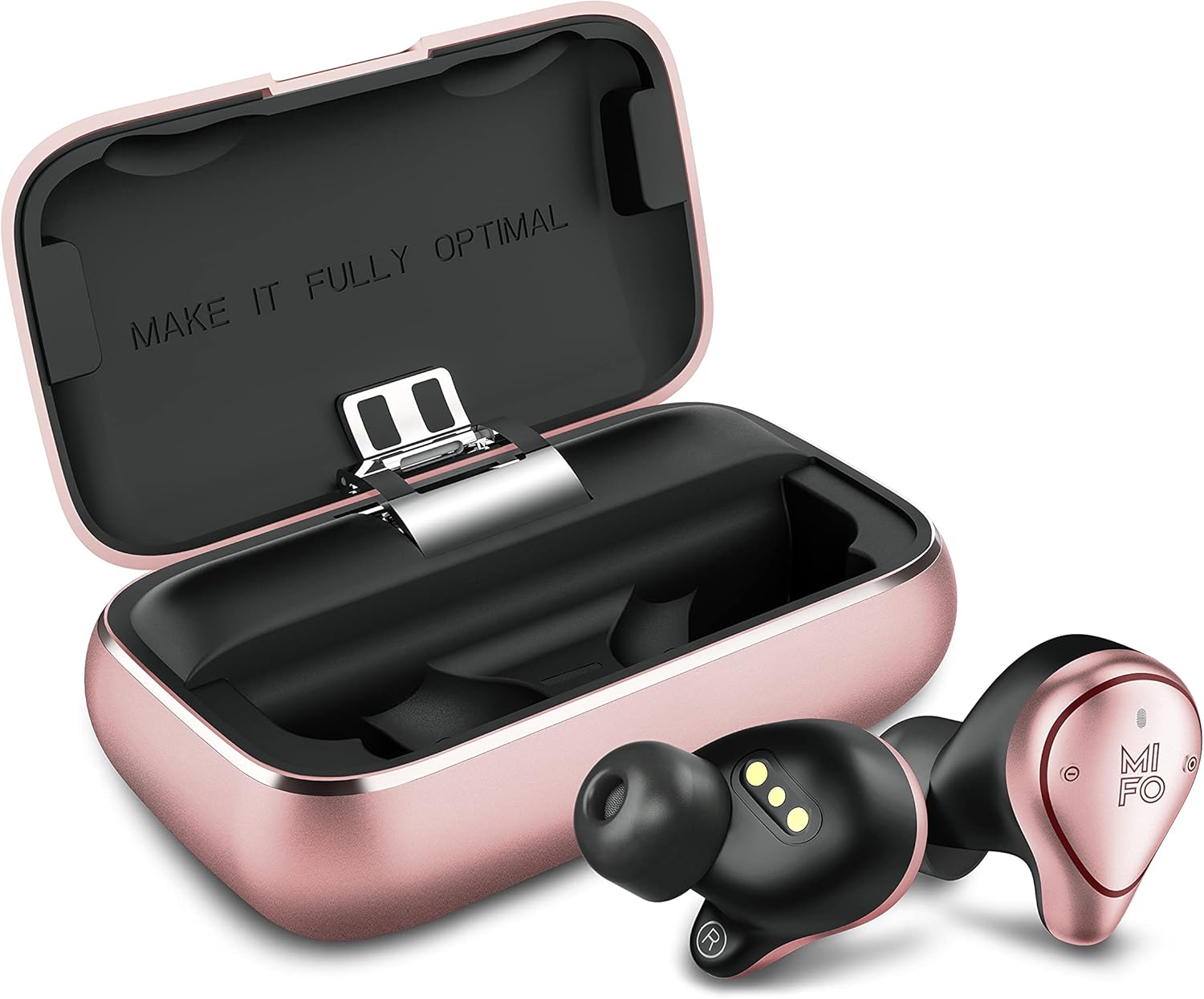 2021 Upgraded Mifo O5 Plus Gen 2 Wireless Earbuds IPX7 Waterproof Bluetooth 5 Earbuds 100 Hours Playtime, Hi-Fi Sound, Built-in Mic with 2600mAH Charging Case (Rose Gold)