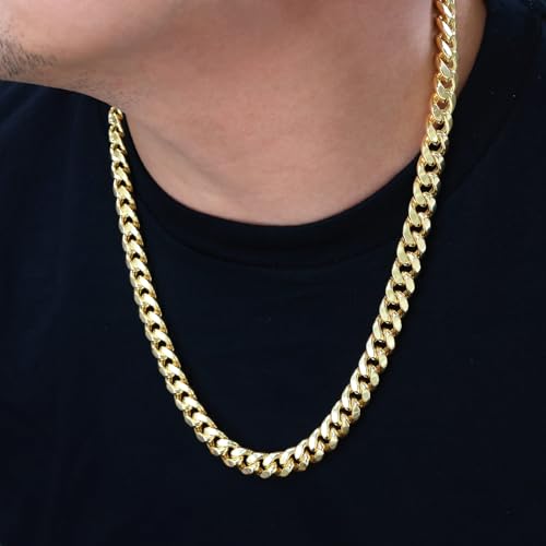 Nuragold 14k Yellow Gold 11mm Thick Miami Cuban Link Chain Necklace, Mens Jewelry Box Clasp 20" 22" 24" 26" 28" 30"