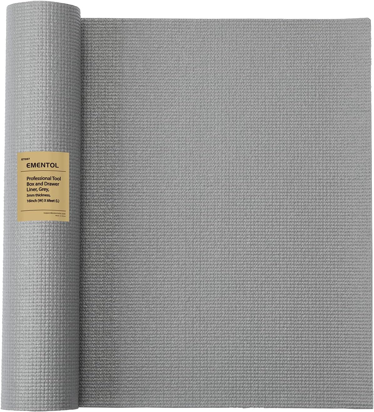 EMENTOL Professional Tool Box Liner and Drawer Liner, Grey-16 inch(W) x 16 feet(L),Thick Cabinet Liners, Non-Slip, Easy Cut and Adjustable, 3mm Thickness