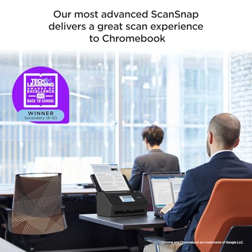 ScanSnap iX1600 Wireless or USB High-Speed Cloud Enabled Document, Photo & Receipt Scanner with Large Touchscreen and Auto Document Feeder for Mac or PC, 17 watts, Black