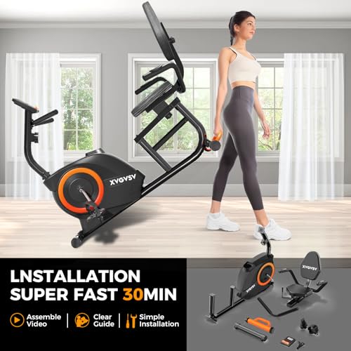 Recumbent Exercise Bike, Recumbent Stationary Bike for Home, Recumbent Bike with 400LB Weight Capacity Whisper-Quiet 16 Levels Magnetic Resistance Heart Rate Handle and Multi-Function LCD Comfortable Seat