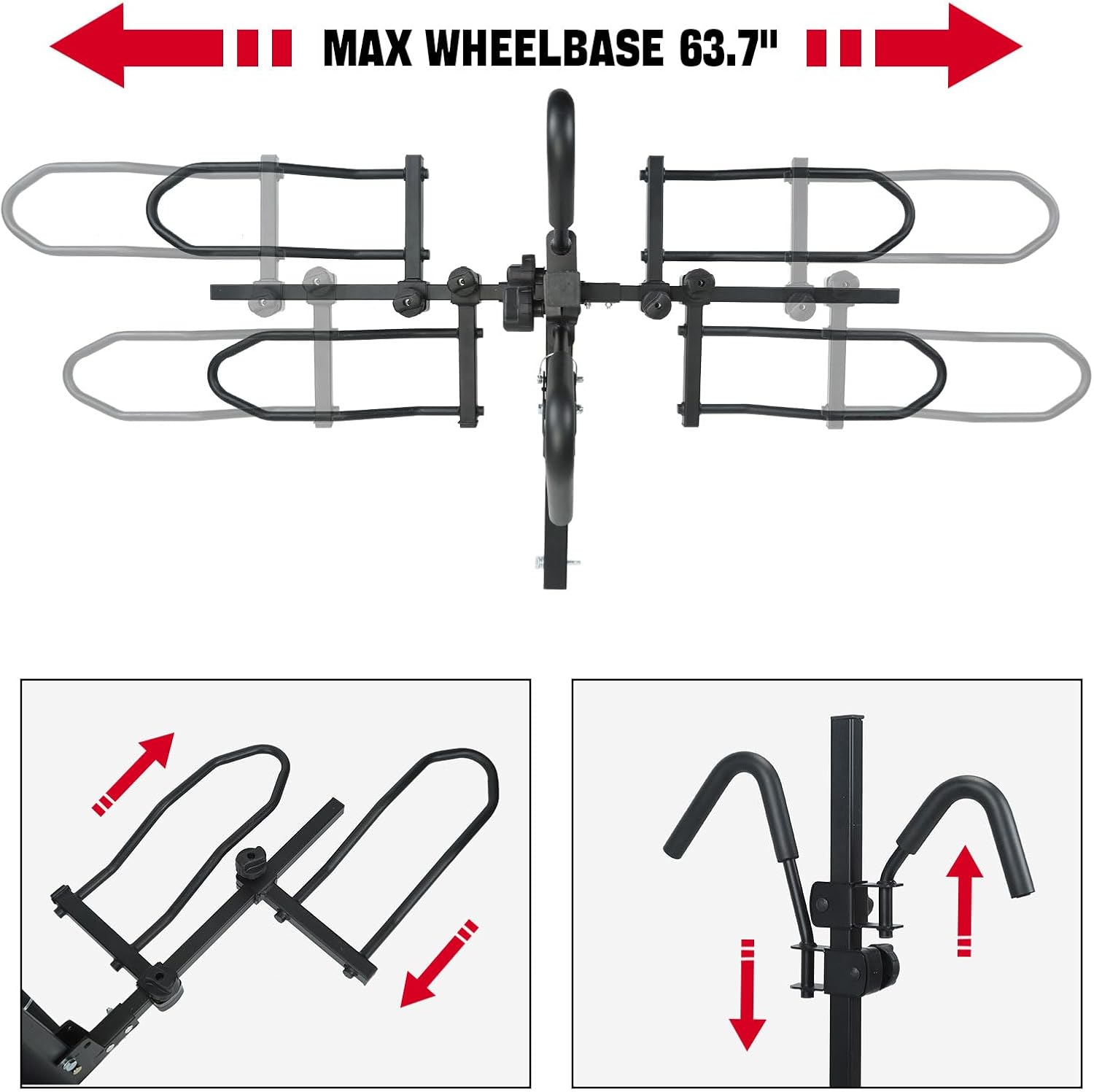 XCAR 2-Bike Hitch Mounted Platform Bicycle Rack Foldable Bike Carriers for Cars Trucks SUVs Minivans with 2" Hitch Receiver