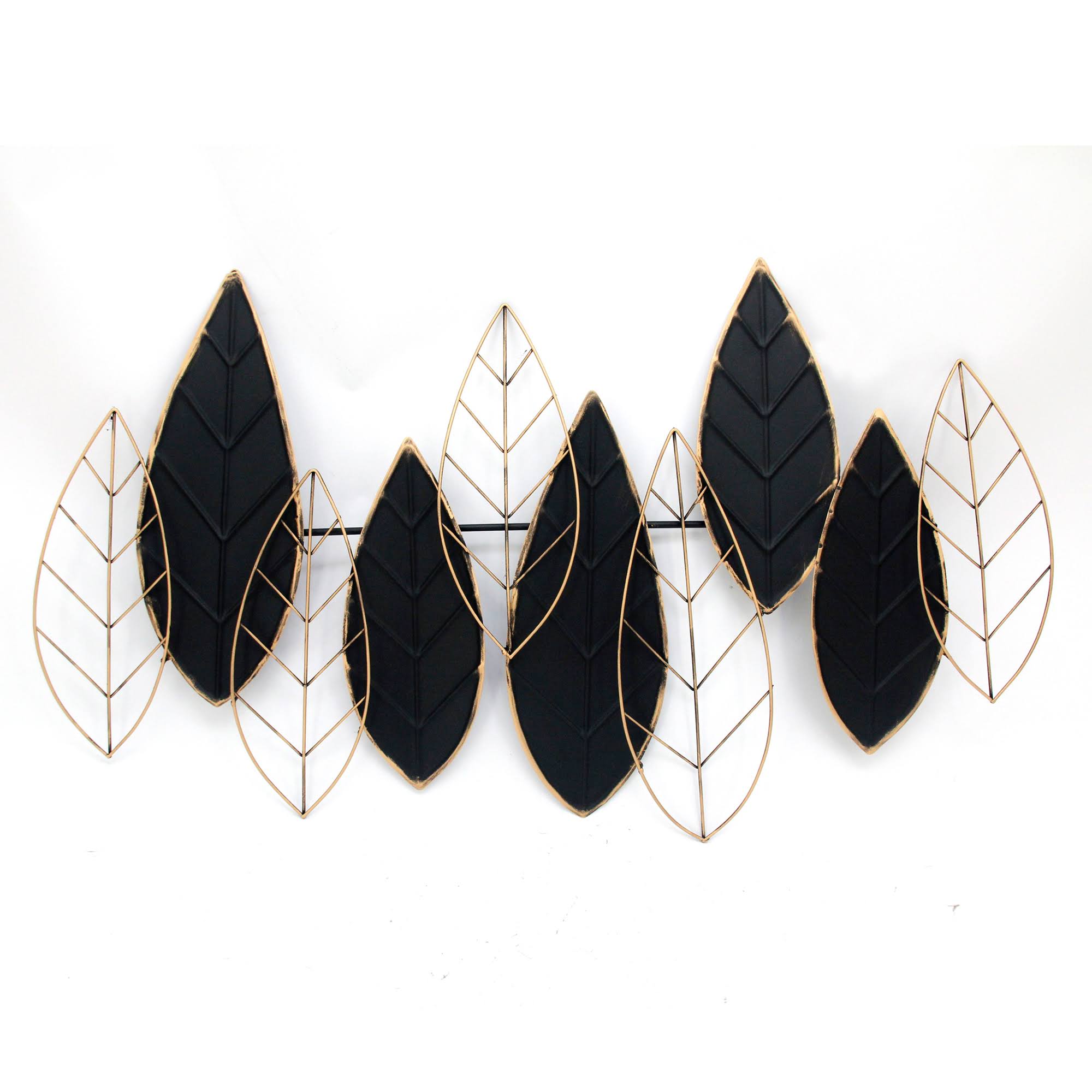 Sagebrook Home Metal 33x22 Leaf Wall Decor, Black/Gold