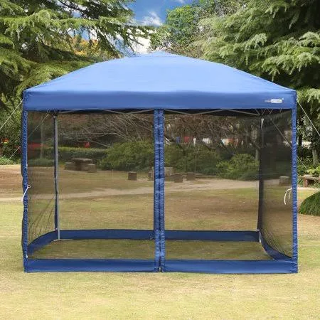 8&x8& Pop Up Canopy Gazebo Car Shelter Party Tent Mesh Net Patio Tan in Blue, Size: 8& x 8&