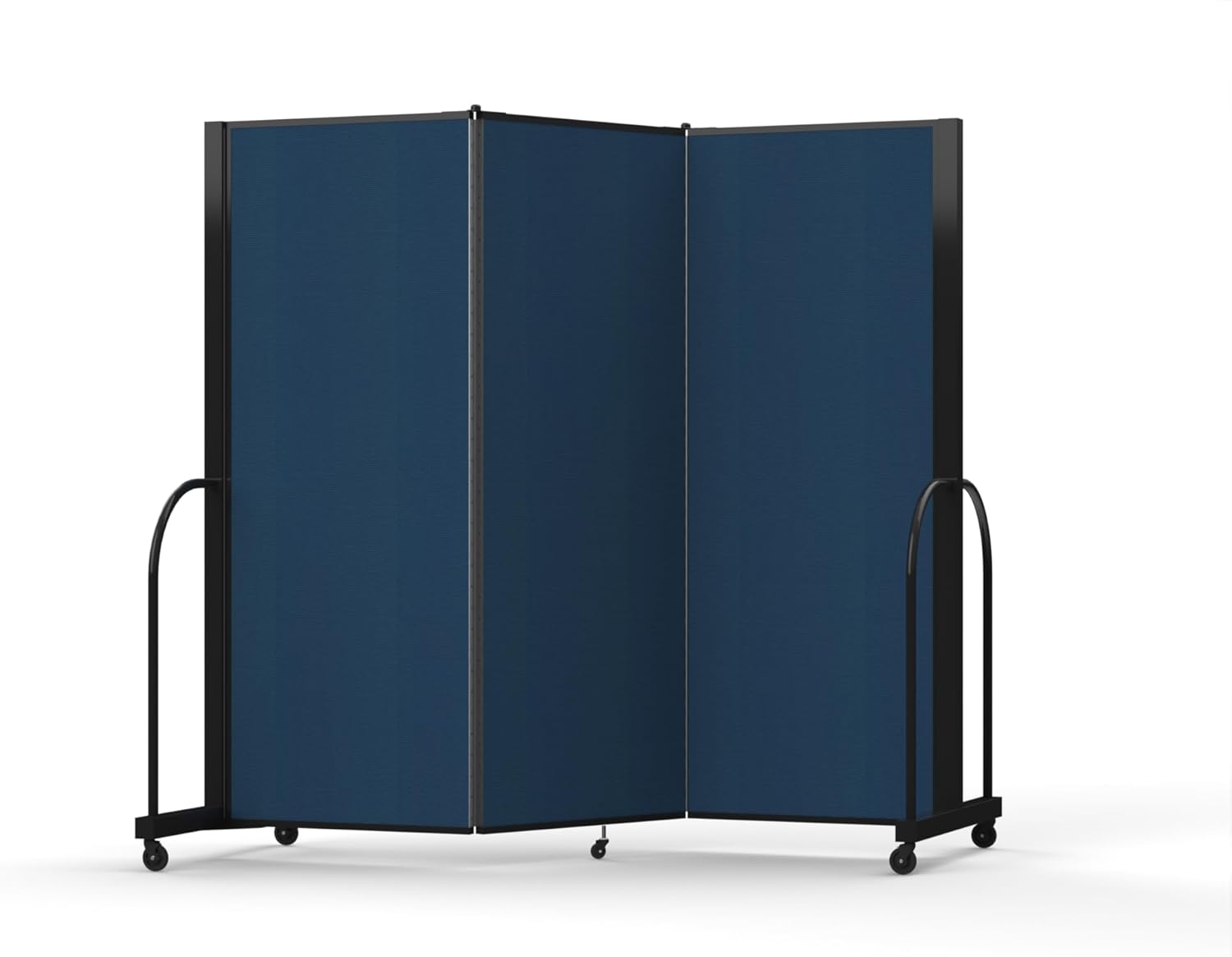 Standard Room Divider with Metal Frame, Folding Portable Partition Privacy Walls for Schools and Offices 7'6" Tall x 8'7" Wide Navy