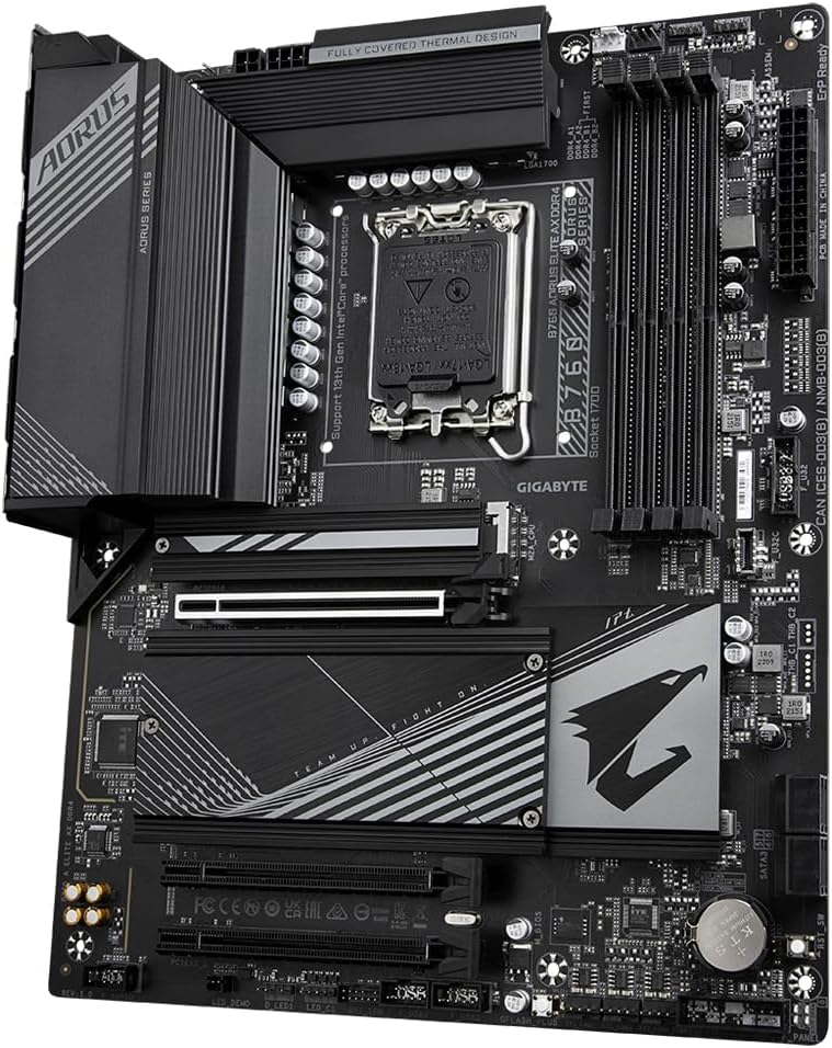 GIGABYTE B760 AORUS ELITE AX DDR4 Intel LGA 1700 ATX Motherboard, 4x DDR4 ~128GB, 3x PCI-E x16, 3x M.2, 4x SATA, 5x USB 3.2, 1x USB-C, 4x USB 2.0