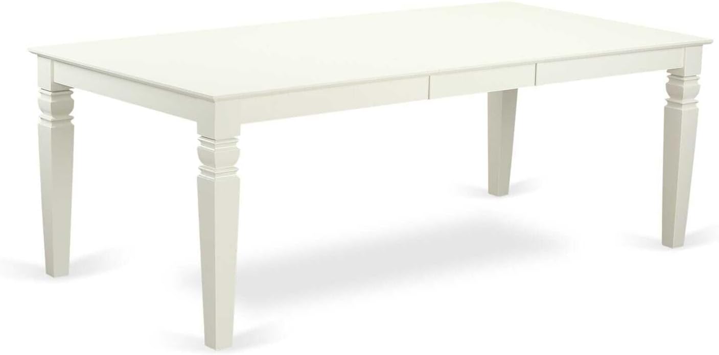 9 Piece Dining Set Includes A Rectangle Kitchen Table with Mediterranean Magic Leaf and 8 Padded Chairs, Linen White