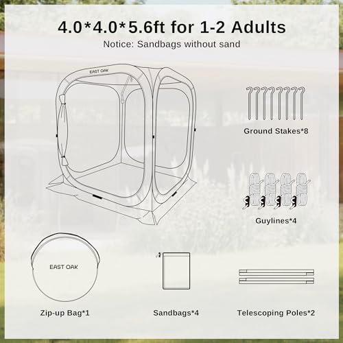 EAST OAK Screen House Tent Pop-Up, Portable Screen Room Canopy Instant Screen Tent 10 x 10 FT with Carry Bag for Patio, Backyard, Deck & Outdoor Activities, Beige