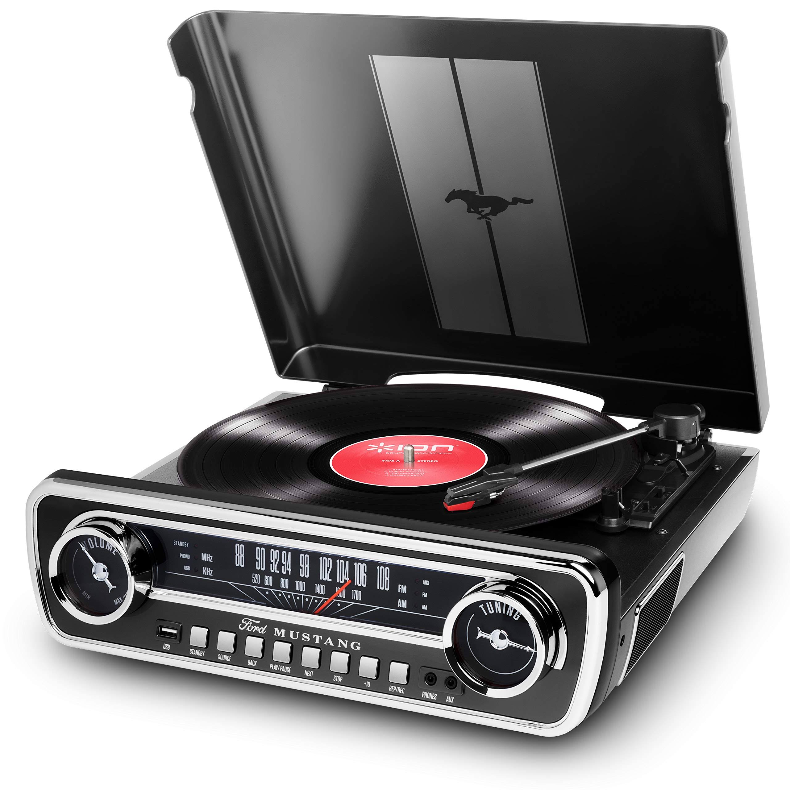 Ion Audio Mustang LP (Black) 4-in-1 Classic Car-Styled Music Center