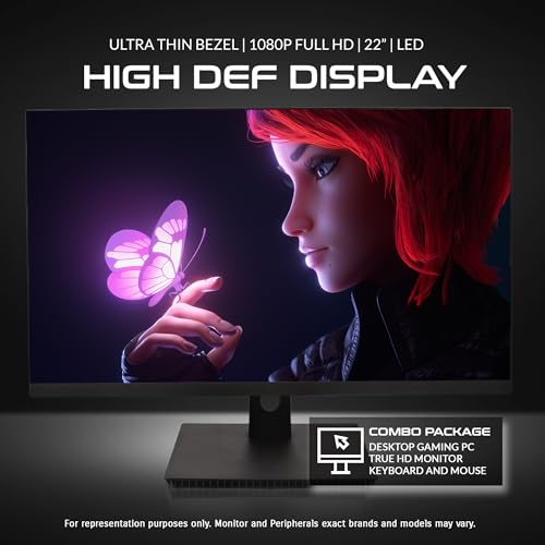 SAAV X1 Prebuilt Gaming PC Bundle with Monitor 22in, Intel i5 3.4GHz, 16GB RAM, GEFORCE GTX750 GDDR5, 512GB NVME, WiFi 6, Bluetooth, Win 10, Mouse Keyboard, Gaming PC Setup, PC Gaming Computer Desktop