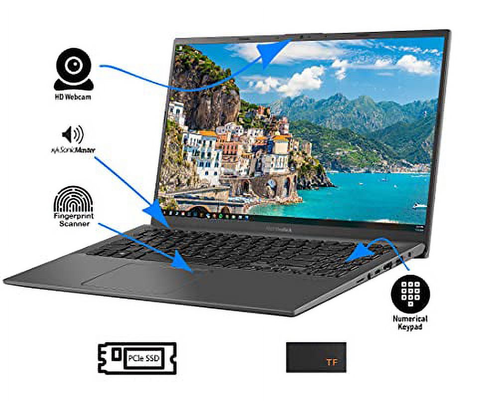 ASUS Newest Premium VivoBook Slim Laptop: 15.6" FHD Touch Display, 2-Core Intel i3-1005G1(Upto 3.4GHz), 8GB RAM, 256GB SSD, Intel UHD Graphics, Webcam, HDMI, FP-Reader, WiFi, Sonic Master, Win10S, TF