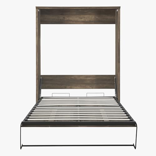 Queen Size Murphy Bed Wall Bed with a Storage Shelf, Space-Saving Wall Bed for Multipurpose Guest Room or Home Office - Gray