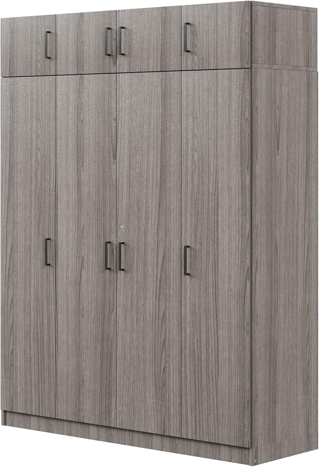 4-Door Armoire Wardrobe with Drawer and Top Cabinet, Storage Organizer w/Shelves & Clothing Rods, 80.8" H Wooden Freestanding Closet for Bedroom, Gray