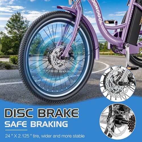 Electric Tricycle Trike for Adults 350W 36V Removable Battery 24/26 Inches 7 Speeds 3 Wheels Electric Bikes Bicycle for Adults, Three Wheel Electric Cruiser Tricycle
