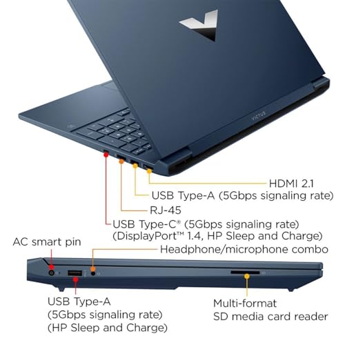 HP Victus 15.6 i5 Gaming Laptop, 15.6 FHD 1920*1080 144Hz, Intel Core i5-12450H, NVIDIA GeForce RTX 3050, 16GB RAM, 1TB SSD, Backlit KB, Touchpad, SD Card Reader, Webcam, HDMI, Wi-Fi 6, W11 H, Blue