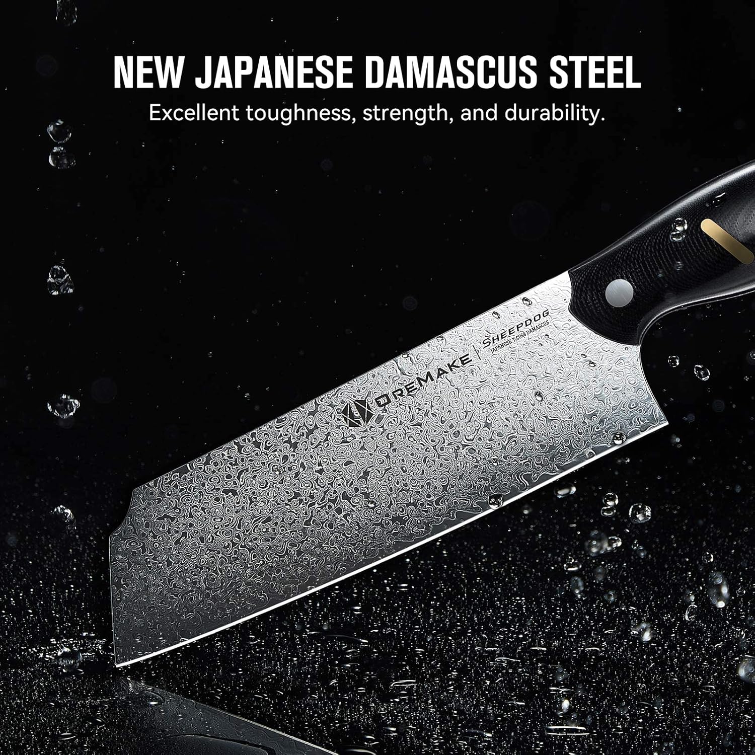 Chef's Knife, OREMAKE 7-INCH NAKIRI Kitchen Knife, Japanese Damascus Steel 69-Layer Forged, With High Carbon Content, With Ergonomic Brass-Accented G10 Handle, Sheepdog Knife Series，Gift For Family.