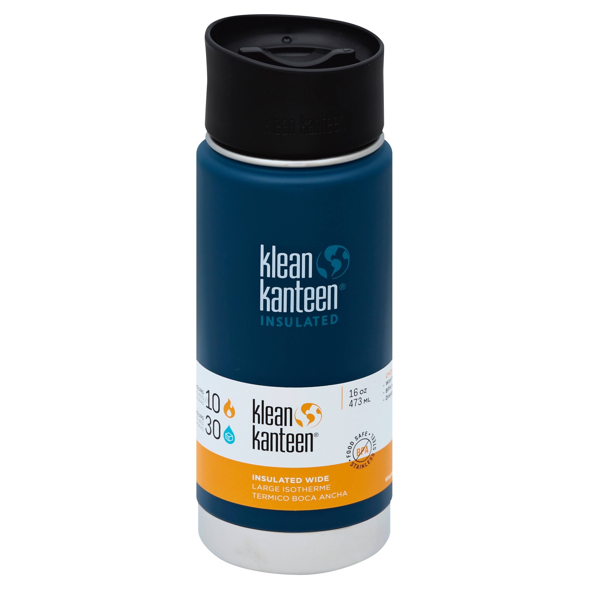 Klean Kanteen Mug, Wide, Neptune Blue, Cafe 2.0, 16 Ounce