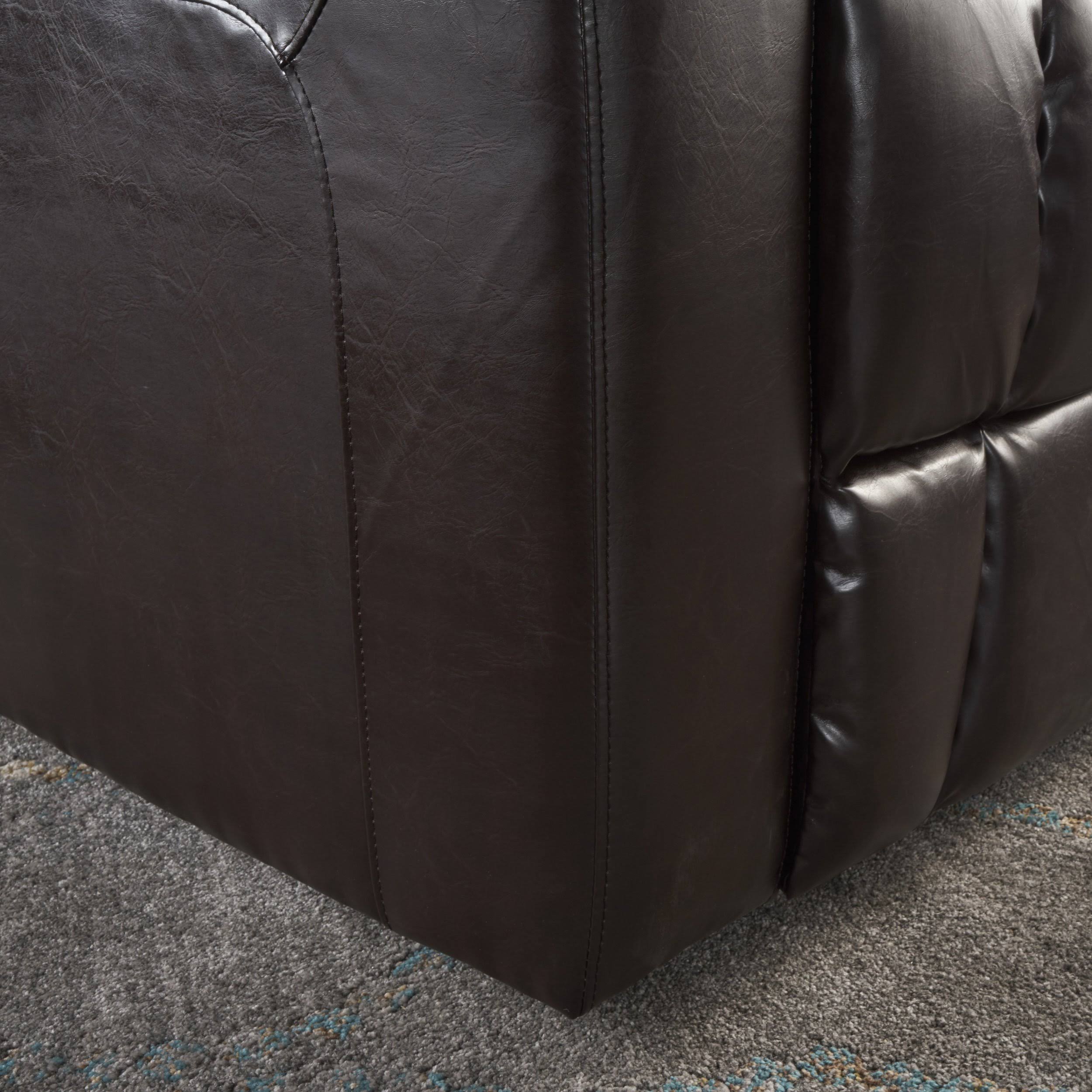 Everette Tufted Brown Leather Power Recliner with Arm Storage and USB