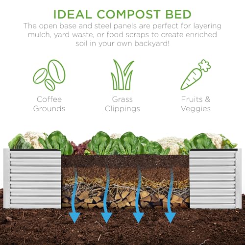 Best Choice Products 8x4x2ft Outdoor Metal Raised Garden Bed, Deep Root Planter Box for Vegetables, Flowers, Herbs, and Succulents w/ 478 Gallon Capacity - Gray