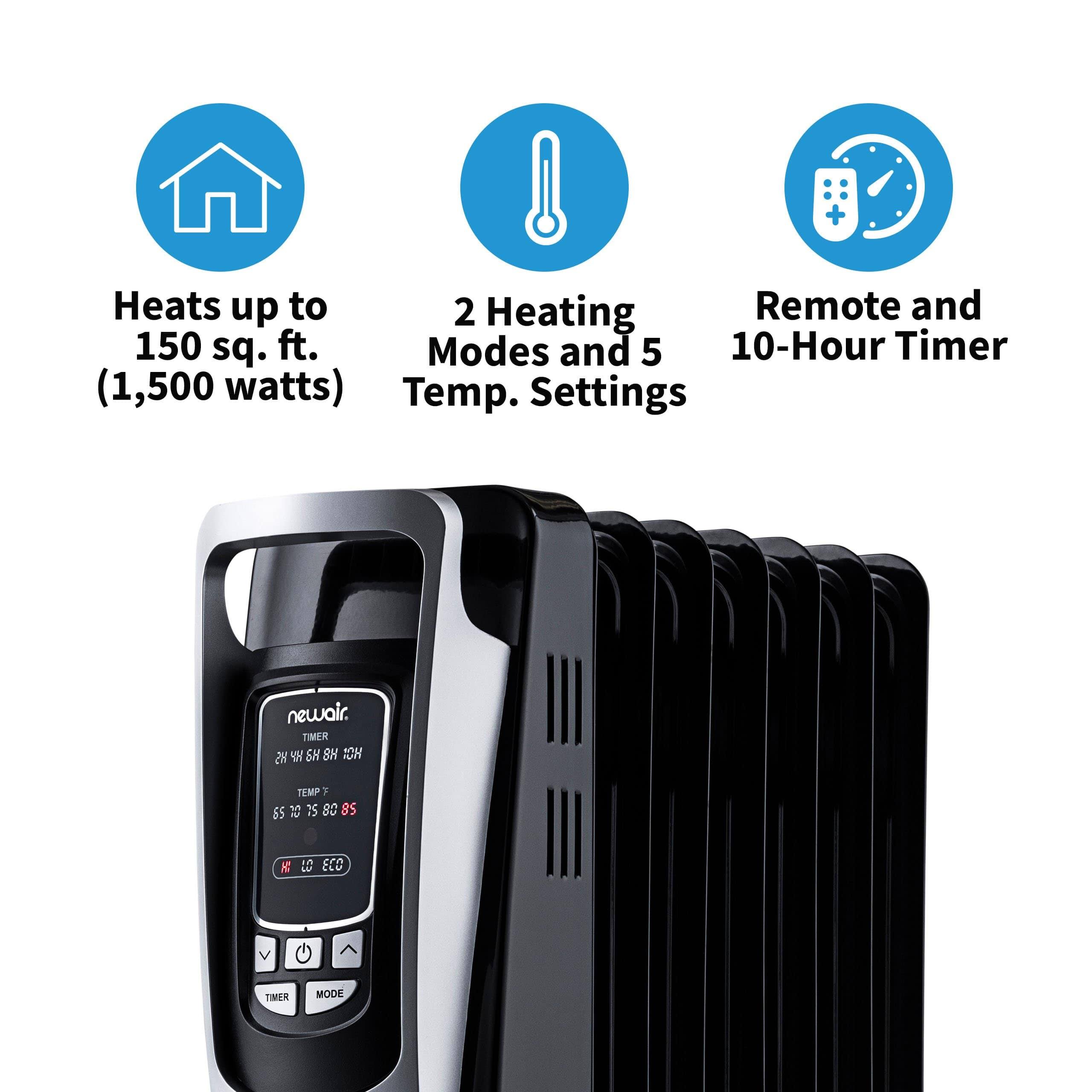 NewAir AH-450B Electric Oil-Filled Radiator Heater, Black