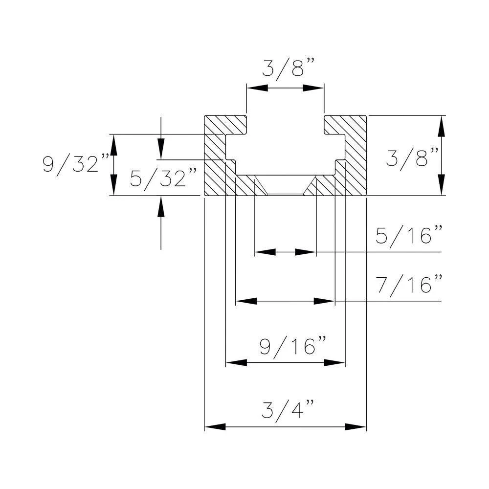 Powertec 48 in. Double-Cut Profile Universal T-Track with Predrilled Mounting Holes (4-Pack)
