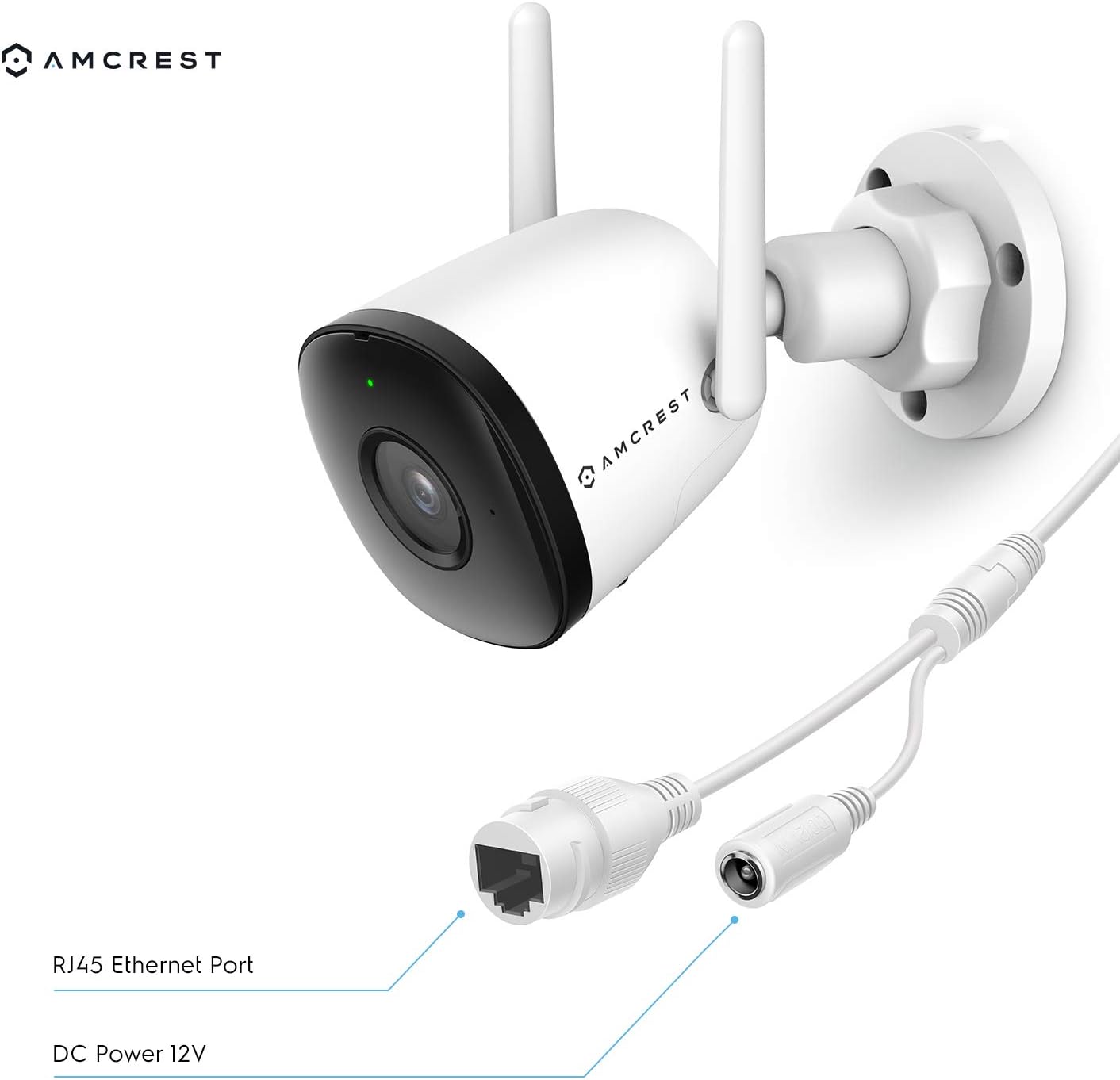 Amcrest SmartHome 4MP Outdoor WiFi Camera Bullet 4MP Outdoor Security Camera, 98ft Night Vision, Built-in Mic, 106° FOV, 2.8mm Lens, MicroSD Storage (Sold Separately), ASH43-W (White)