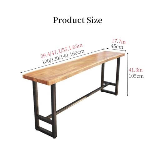 Industrial Bar Counter Table,Solid Wood Bar Top Table Long Narrow Bar Table,Live Edge Kitchen Dining Table,Rectangular Bar Height Pub Table Rustic Counter Top Table,No Stool 160cm(63in) long