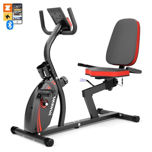 VANSWE Recumbent Exercise Bike for Adults Seniors - Recumbent Bikes for Home with Magnetic Resistance, Bluetooth and App Connectivity, Pulse Sensor