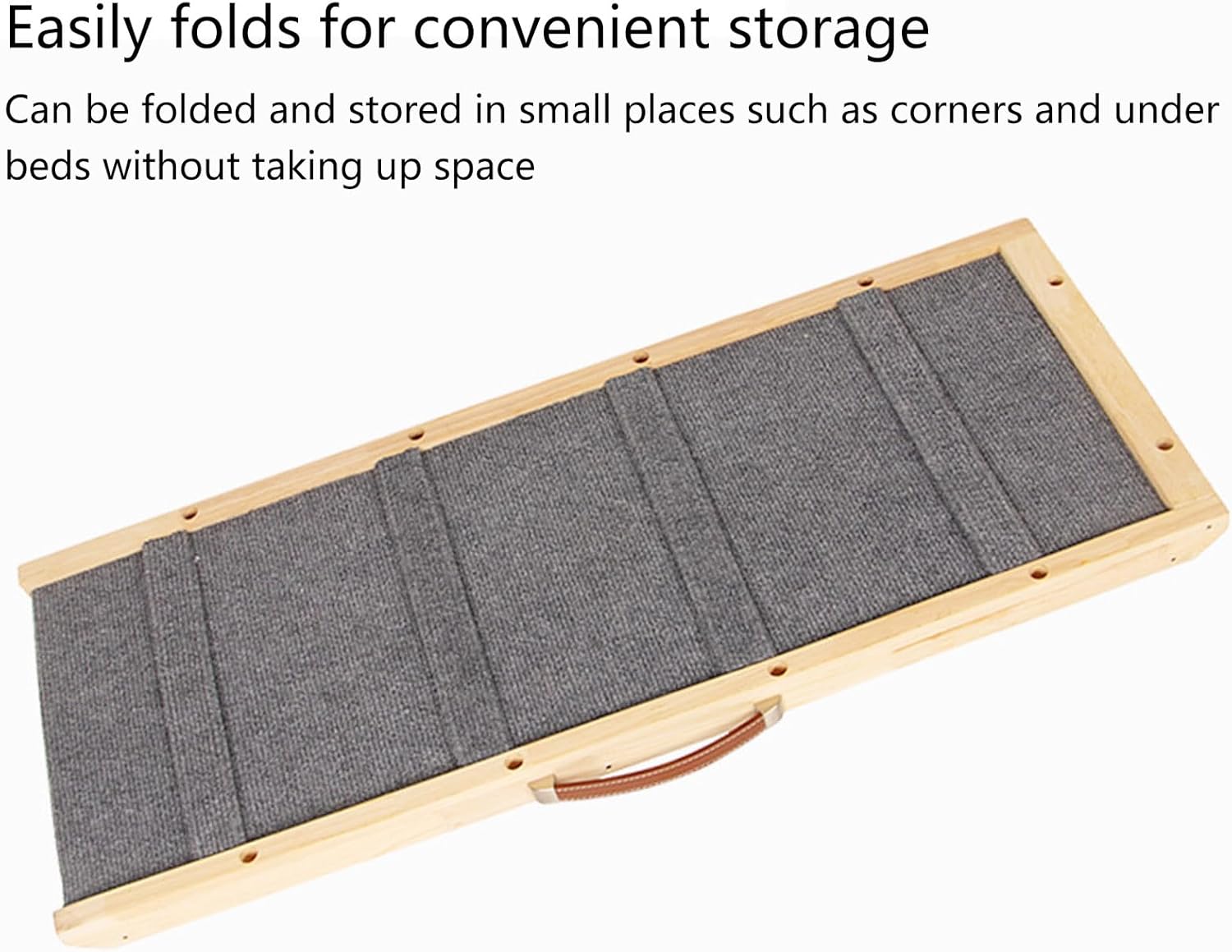 Adjustable Pet Ramp for All Dogs and Cats, Portable Wooden Pet Ramp, Non Slip Folding Dog Ramps with Side Rails for Bed, Couch, Car, SUV