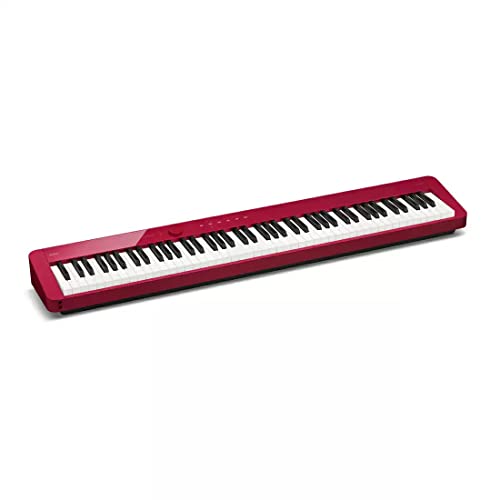 Casio Privia PX-S1100 Digital Piano Bundle with CS-68 Furniture Stand, SP-34 Sustain Pedal, Bench, Instructional Book, DVD, Online Piano Lessons, and Polishing Cloth - Red