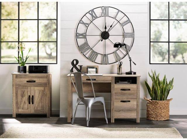 Realspace Plank 27x22W Storage Cabinet/Printer Stand, Coastal Oak