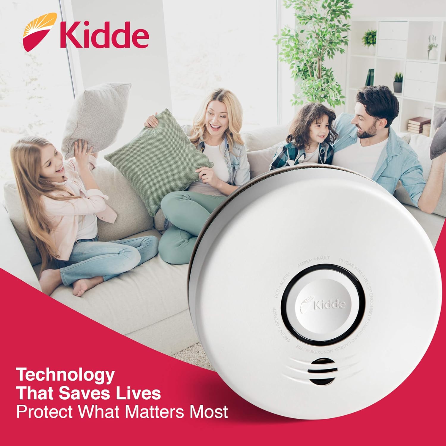Kidde Smoke & Carbon Monoxide Detector, Lithium Battery Powered, Interconnect Combination Smoke & CO Alarm, Voice Alert