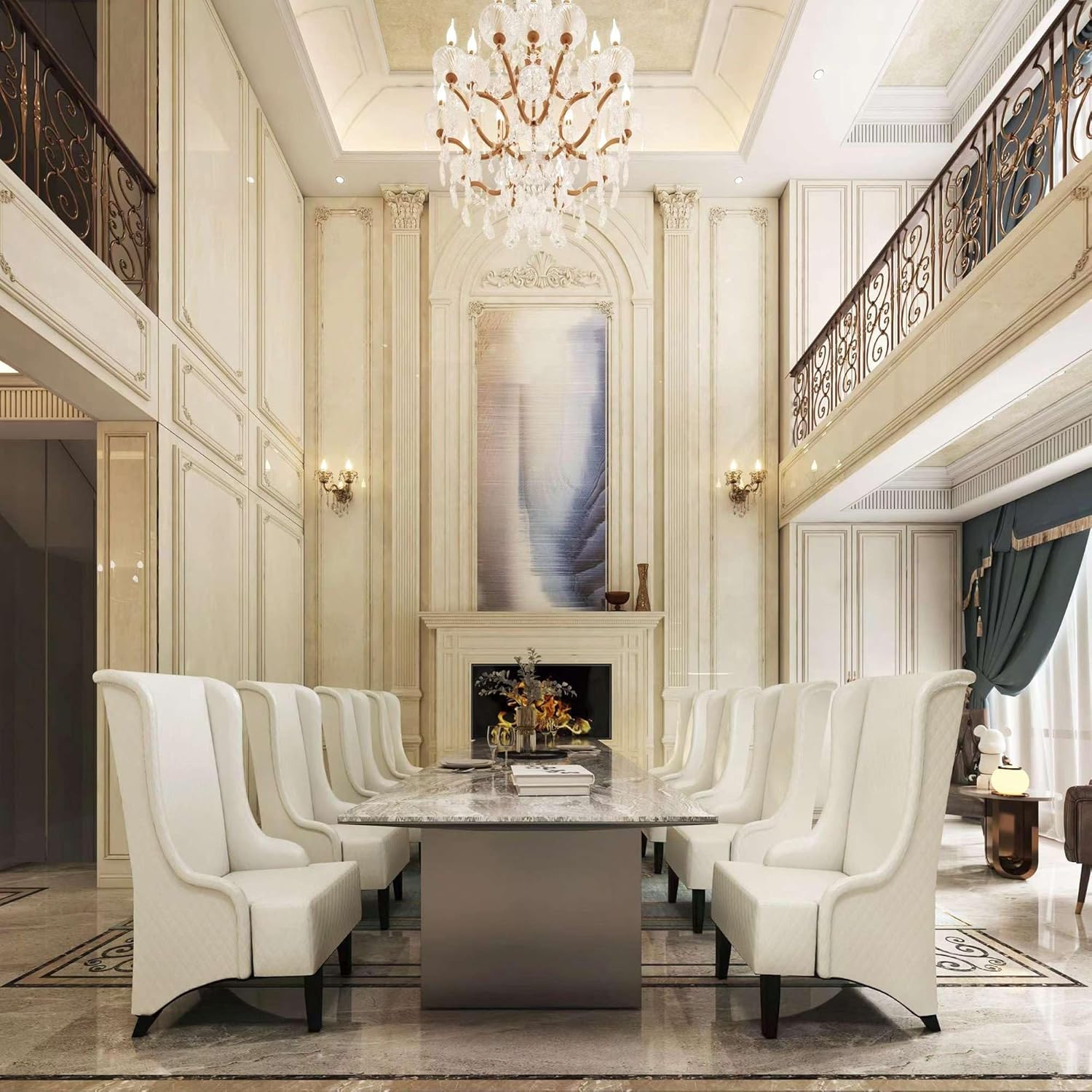 Wide Wing Back Chair - 23.03 Width, Elegant Side Chair for Living Room, Contemporary Design with Comfortable Seating, Stylish Accent Furniture