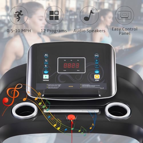Folding Treadmill with Incline, 330 LBS Weight Treadmills for Home Gyms, 3.5HP Electric Running Walking Jogging Machine w/Bluetooth APP Easy Installation Space Saving Treadmill