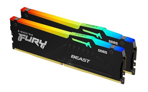 Kingston Fury Beast RGB 64GB (2x32GB) 6000MT/s DDR5 CL30 Desktop Memory | AMD Expo | Plug N Play | Kit of 2 | KF560C30BBEAK2-64