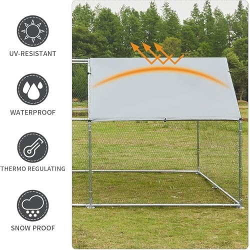 Metal Chicken Coop Cage with Waterproof Roof Shade Cover Large Chicken Run Coop Hen House Rabbit Cage Backyard Poultry Enclosure with Lockable Doors (19.8' L x 9.8' W x 6.56' H)
