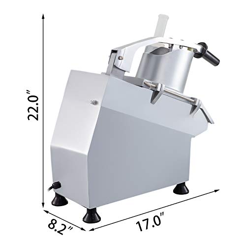 VBENLEM 110V Commercial Food Processor 2 Feeding Holes, 550W Electric Vegetable Slicer 1600 RPM, Stainless Steel Vegetable Processor Detachable 6-blades, 3mm/4mm/7mm Shred, 2mm/4mm Slice