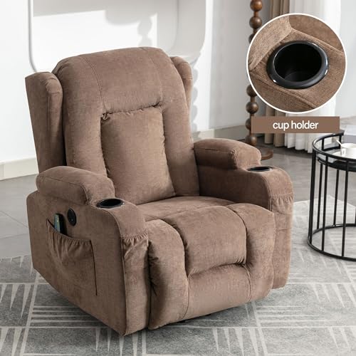 Power Lift Recliner Chair with Heat & Massage for Seniors - Electric Motor, USB Port, Side Pockets, and Adjustable Recline,Blue