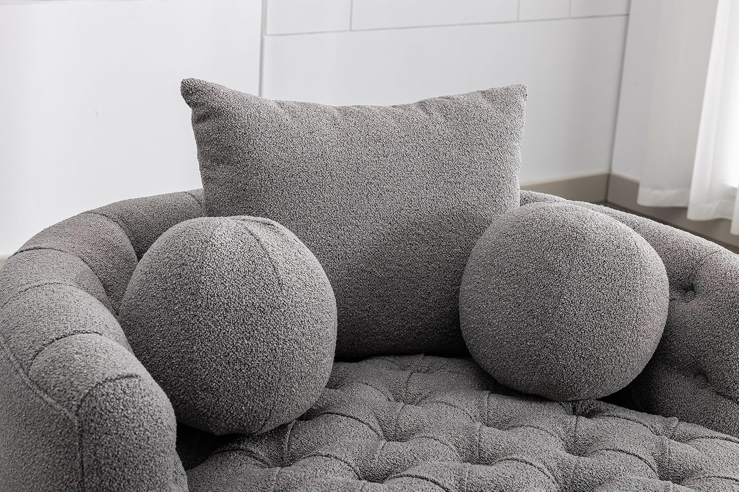 42.9" Oversized Swivel Accent Barrel Chair Chenille Tufted Upholstered Sofachair W/3 Pillows, Comfy Leisure Lounge Club Round Armchair Cozy Sofa & Chair for Home Apartment Office Hotel Living Room