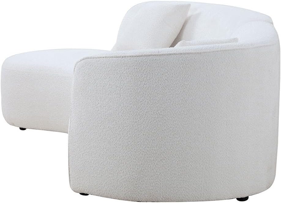 Luxury Modern Style Living Room Upholstery Curved Sofa with Chaise 2 Set, Left Hand Facing Sectional, Boucle Couch, White