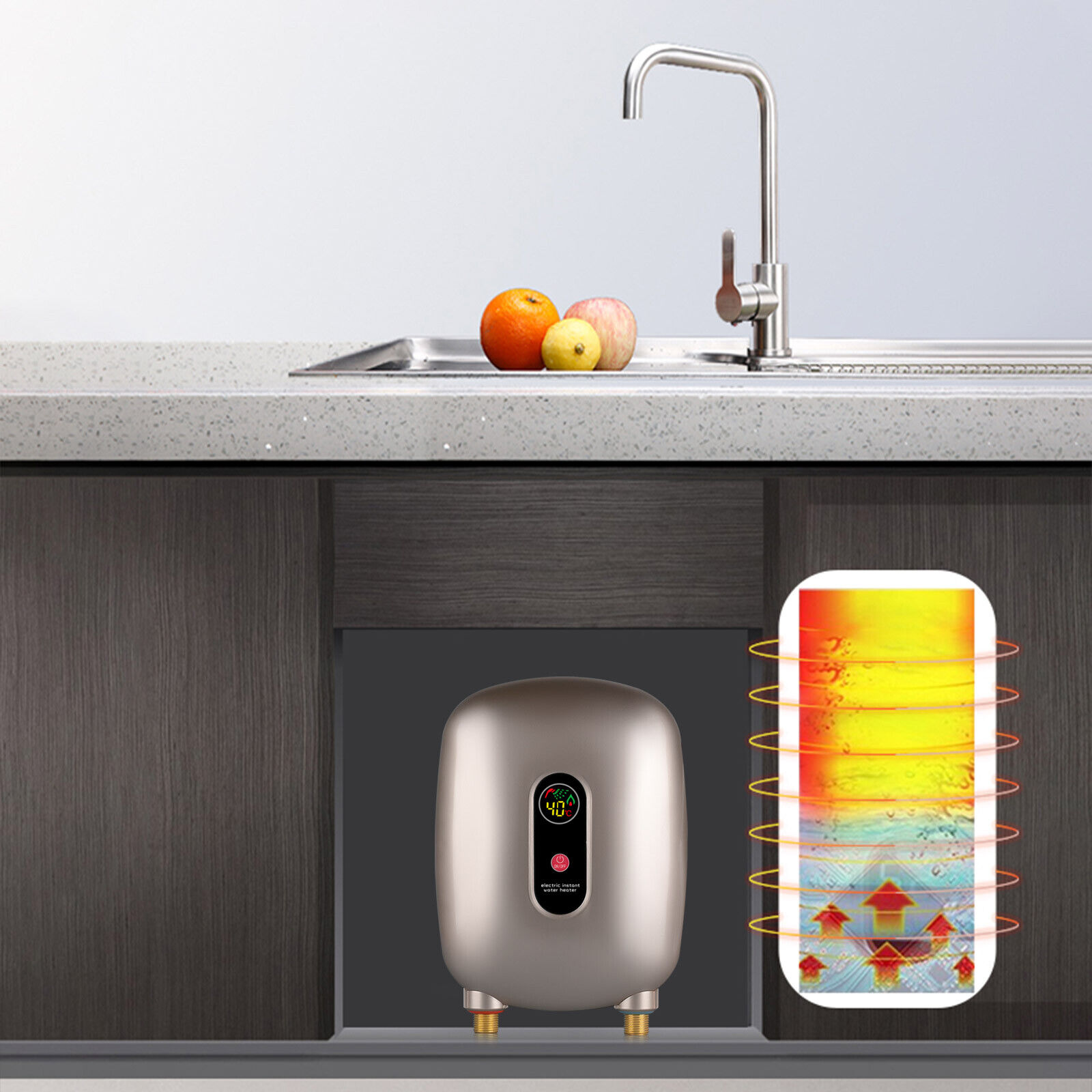 DENEST Mini Instant Electric Hot Water Heater for Kitchen Bathroom Shower Sink 3000W