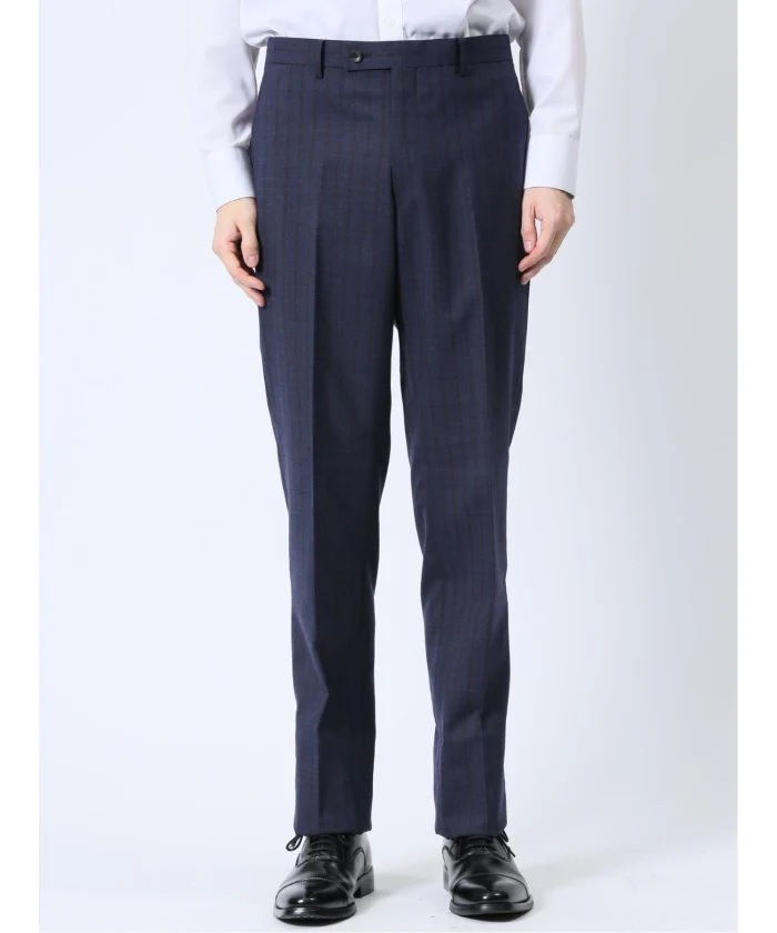 Wool Blend Regular Fit 2-Button 2-Piece Suit Navy Stripe