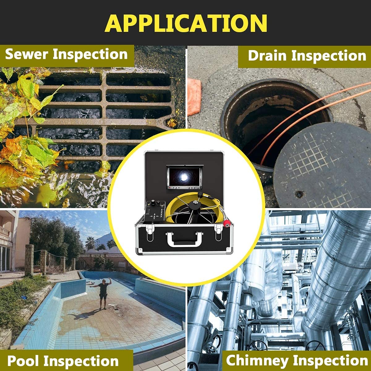 Sewer Camera with Locator, Anysun 100ft Inspection Camera with 512Hz Sonde Transmitter and Receiver Plumbing Camera Snake with DVR and 7 LCD Monitor IP68 Waterproof Pipe Inspection Camera(100ft/30m)